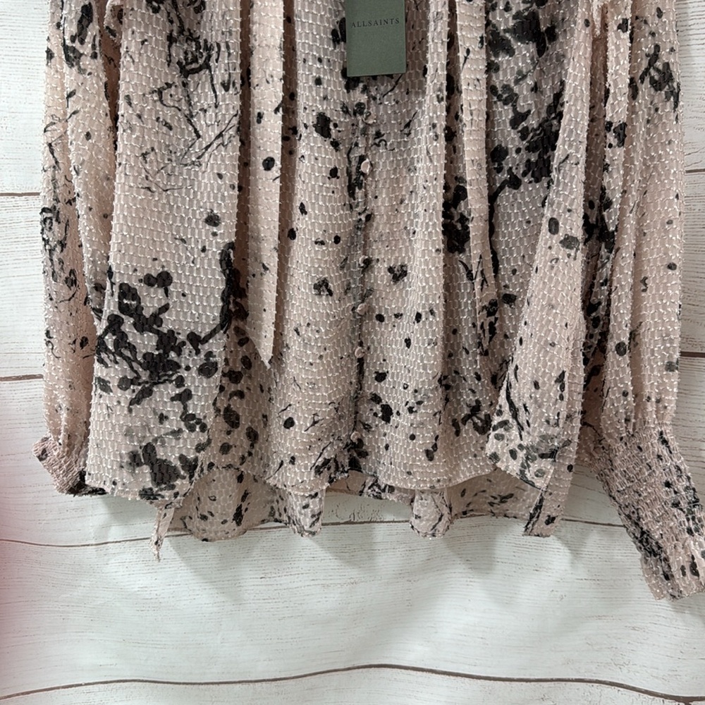 NWT pink abstract design  All Saints Lara Portland shirt blouse size 6 - Picture 3 of 12